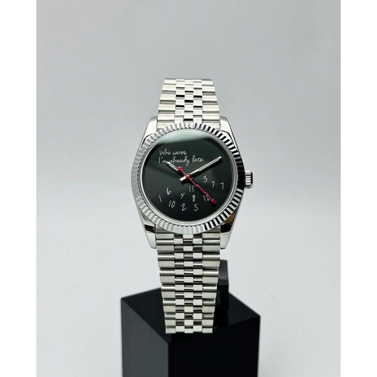 Custom Seiko Mod • Premium Black “Who Cares” No-Date • 36mm